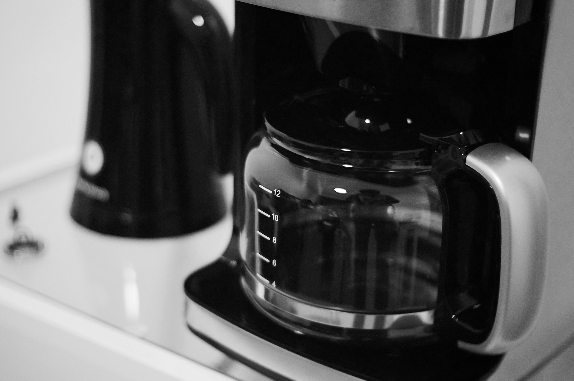 A kitchen drip coffee maker